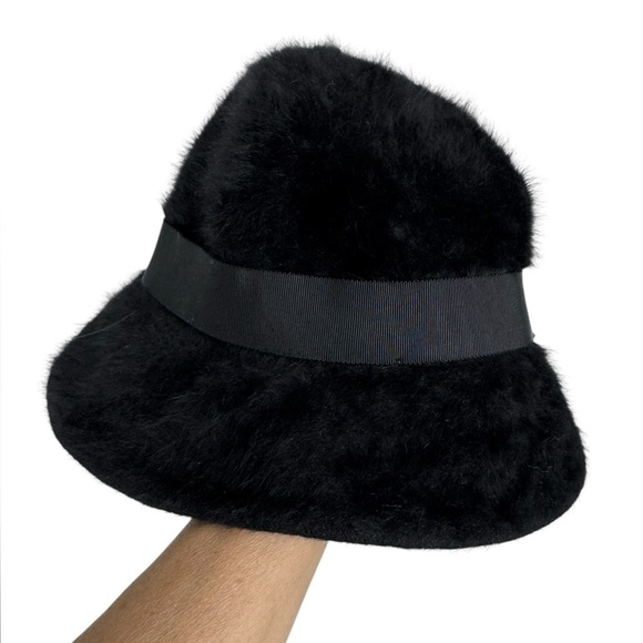 Kangol Furgora Vintage (Rabbit Fur/Angora Blend) Made in England Black One Size - Picture 2 of 3